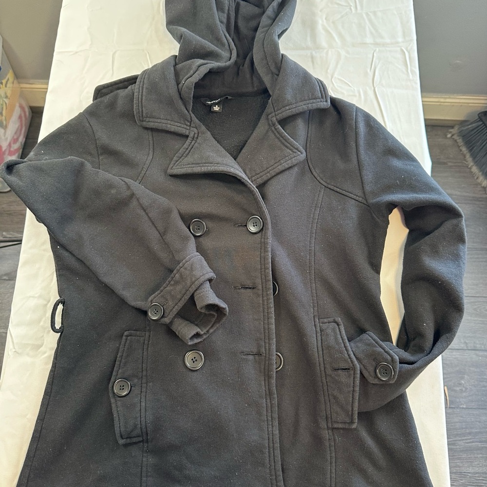 Lee Women's Charcoal Double-Breasted Pea Coat